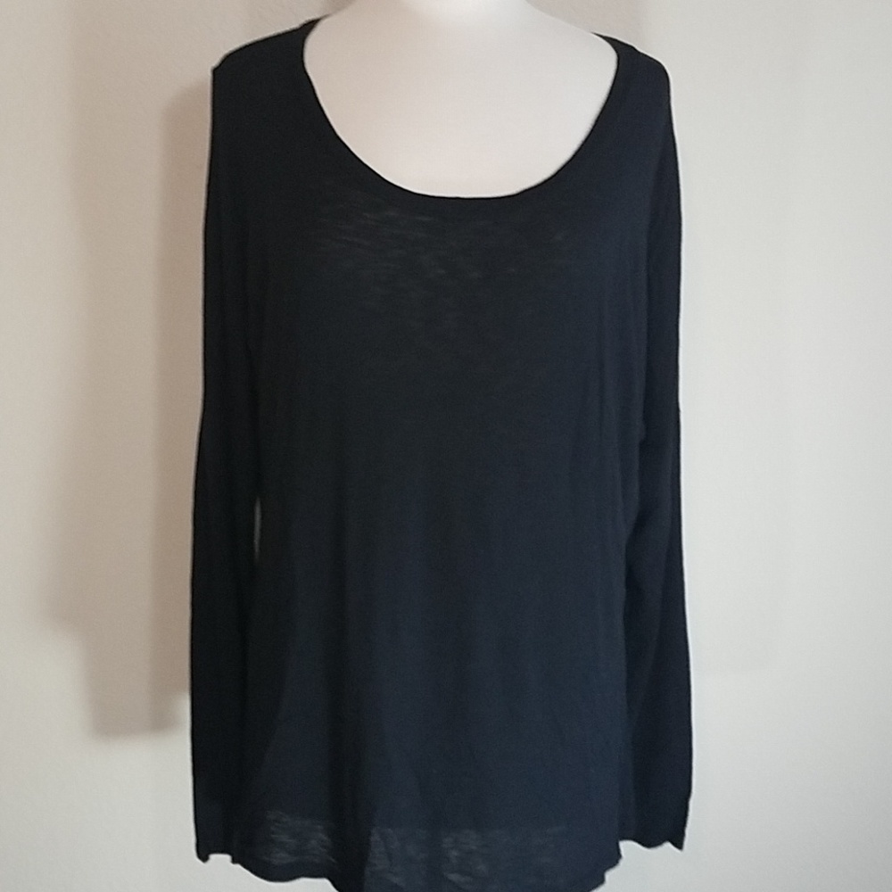 NWT XCVI Black Knit Cotton Tunic Blouse sz XL